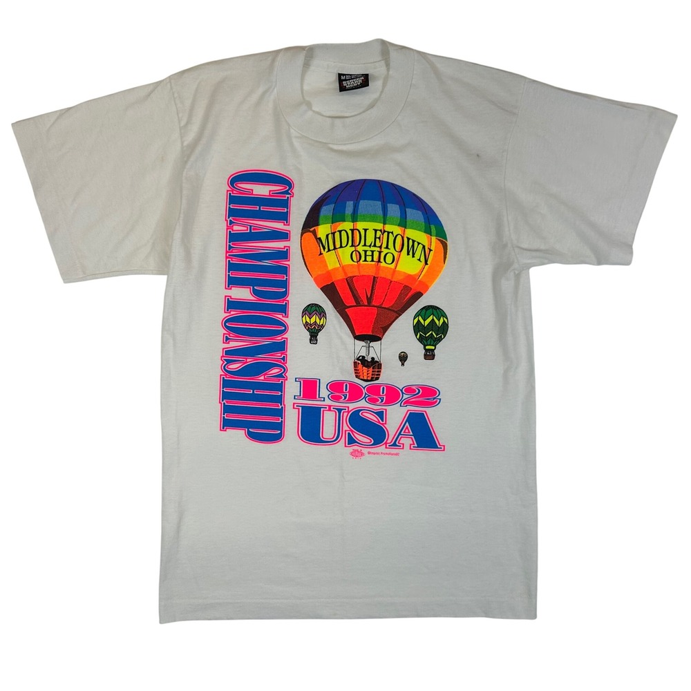 Vintage 1992 Middletown Ohio Hot Air Balloon T-Shirt Screen Stars Best White M